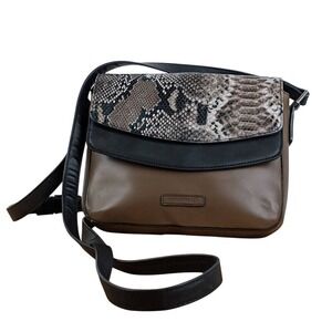 Vera Bradley Brown Black Snakeskin Embossed Faux Leather Crossbody Bag